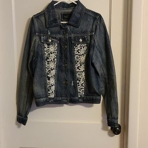 Denim and lace distresses jacket